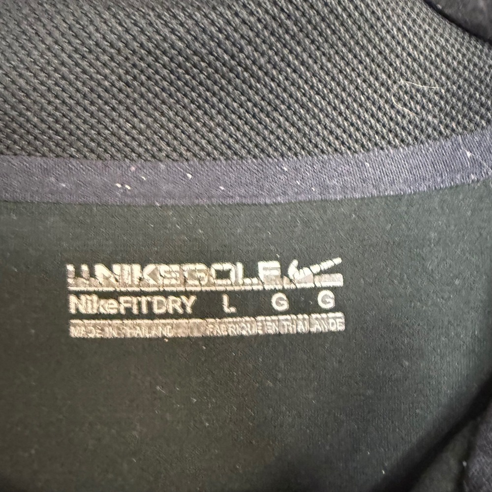 Nike Golf Mens Large Black Pinstripe NikeFit Dry Short Sleeve Polo Shirt L - Picture 2 of 7